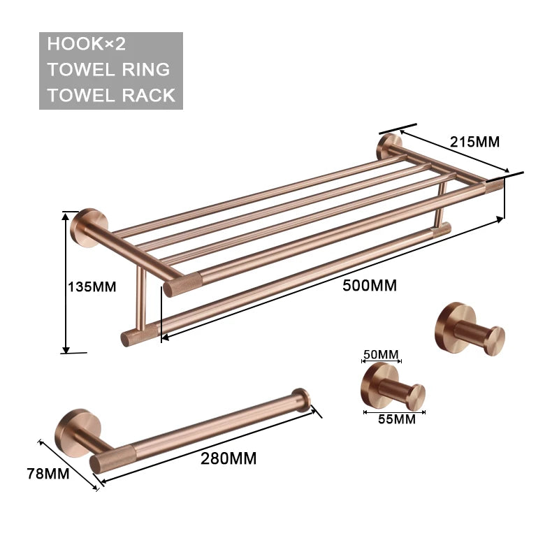 Brushed Rose Gold Metal Bath Hardware Set
