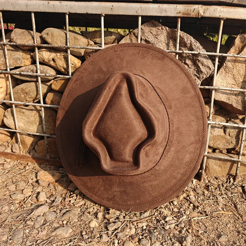 Dark Turquoise Suede Fedora Hat for Men and Women