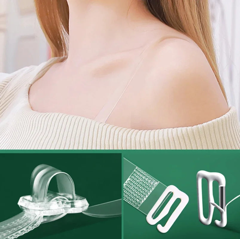 Women Transparent Elastic Bra Straps Adjustable Silicone