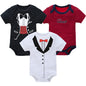 Baby Boy Summer Cotton Bodysuit Set Blue Grey Tie Print