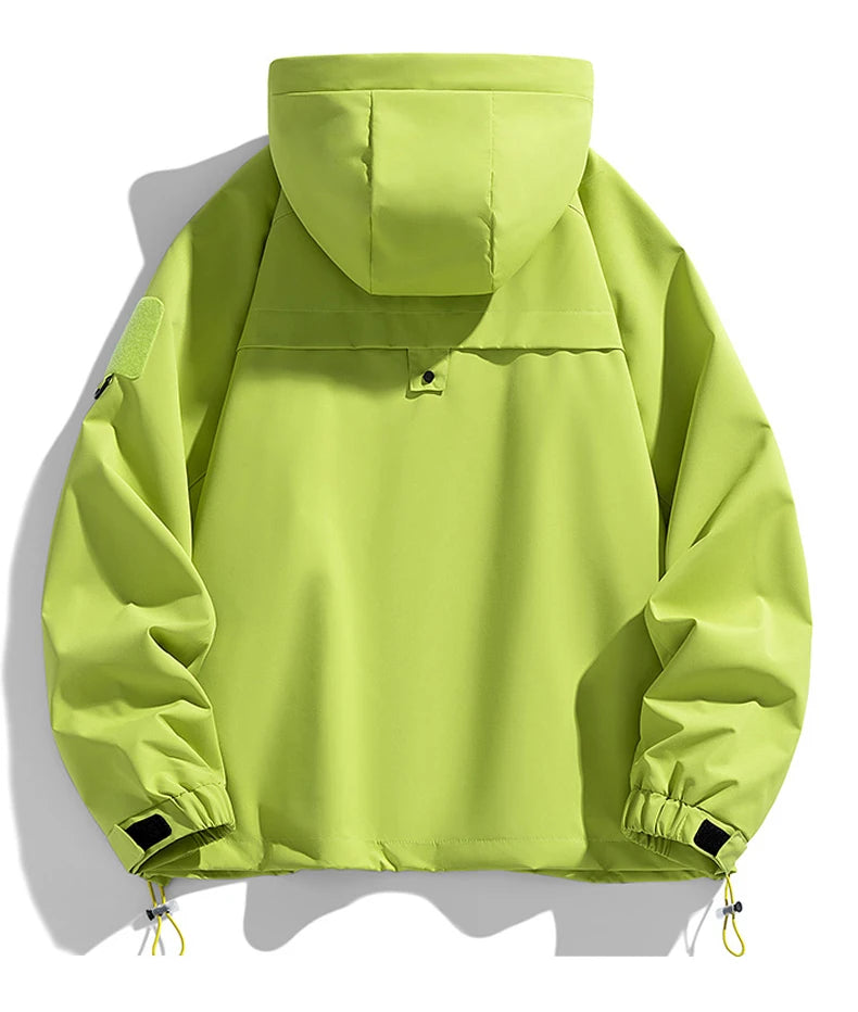 Men's Waterproof Hooded Jacket Cargo Black Softshell
