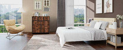 JHK Modern Fabric Dresser With 9 Storage Drawers