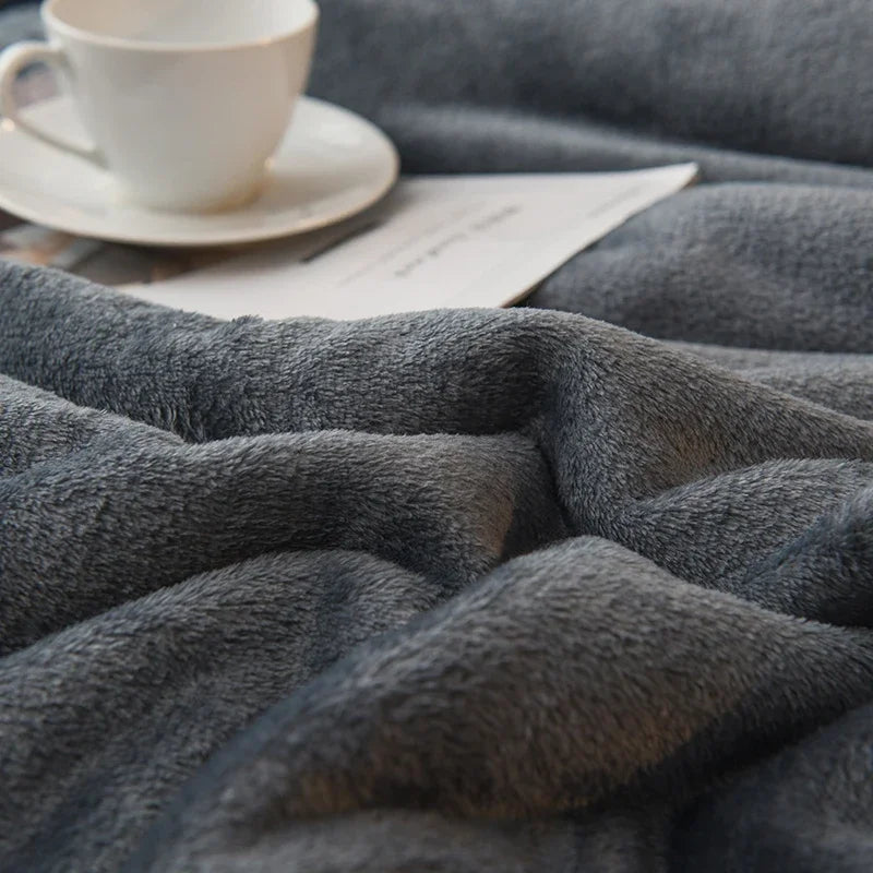 Wool Throw Blanket Double Sided Queen Size Winter Use