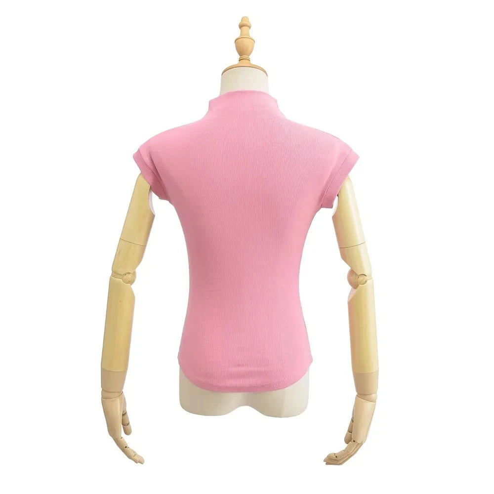 Women Summer Turtleneck Sleeveless Slim Fit Top