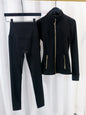 Gold Zipper Jacket and Yoga Pants Set