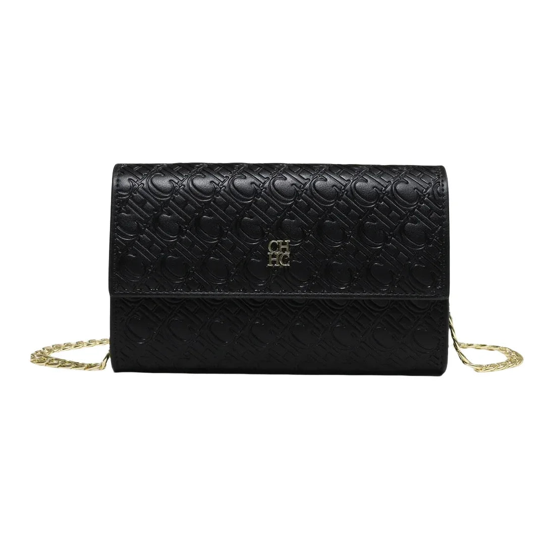 CH Women PU Leather Crossbody Bag with Metal Chain