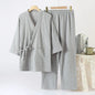 Cotton Couple Kimono Robes with Long Trousers Set