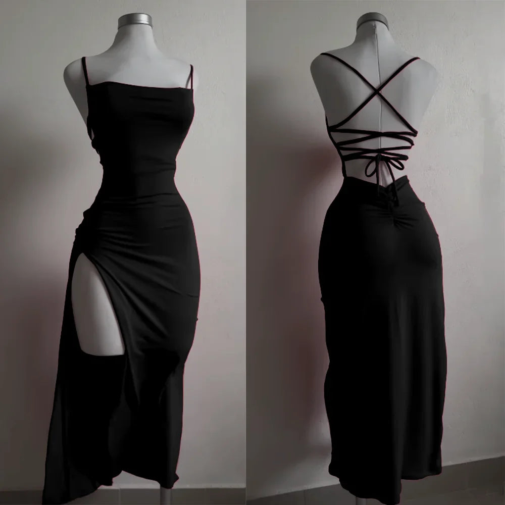 Summer Halter Strap Sheath Dress in Polyester