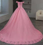 Off Shoulder Plus Size Wedding Dress Tulle and Organza