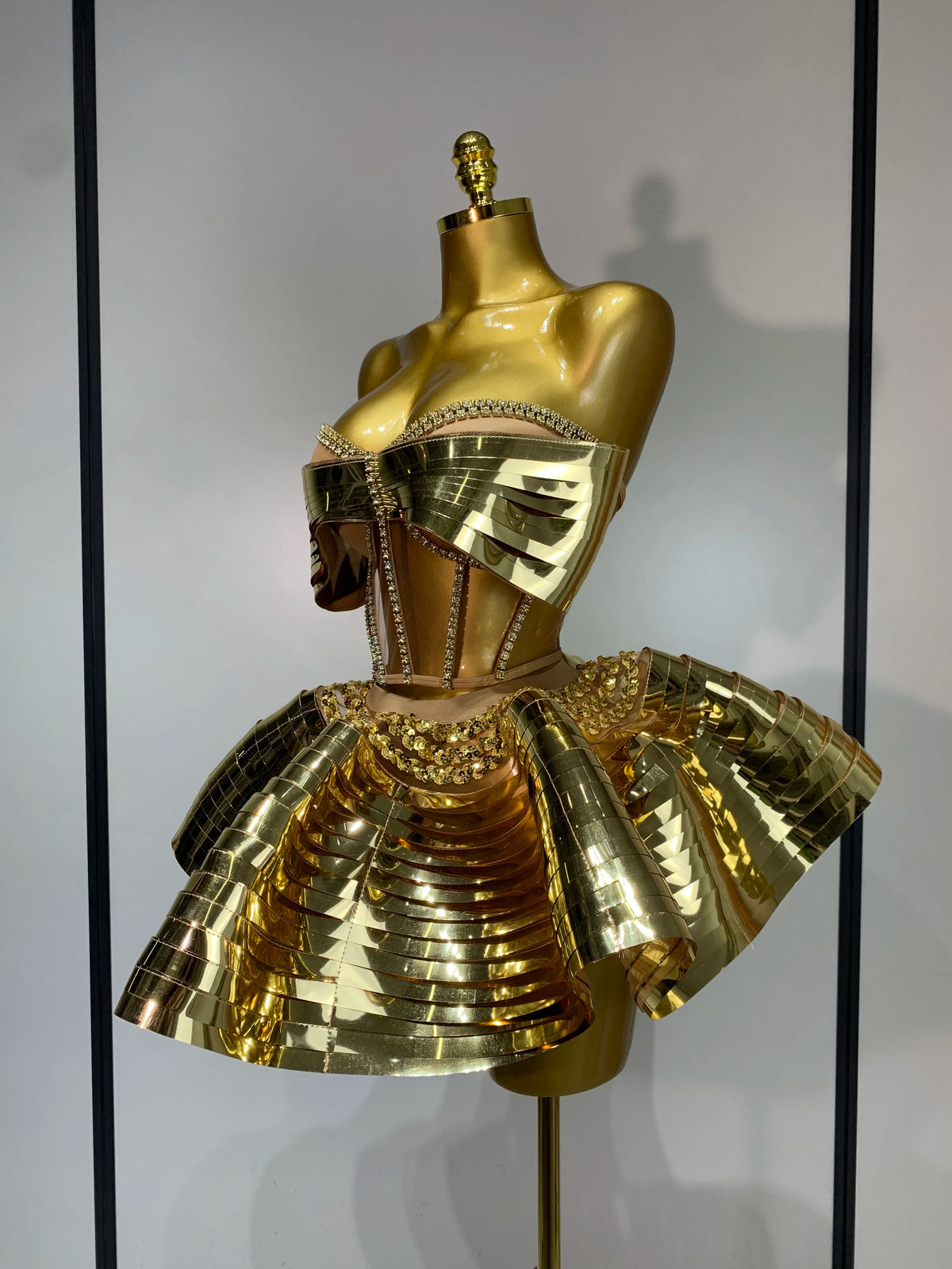 Women Silver Sequins Two Piece Stage Costume