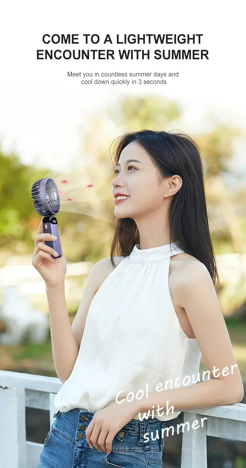 Portable Rechargeable Handheld Fan with LED Display