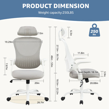 JHK Ergonomic Mesh Office Desk Chair with Adjustable Headrest