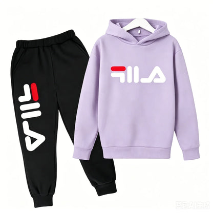 Kids Casual Sports Hoodie and Pants Set Polyester