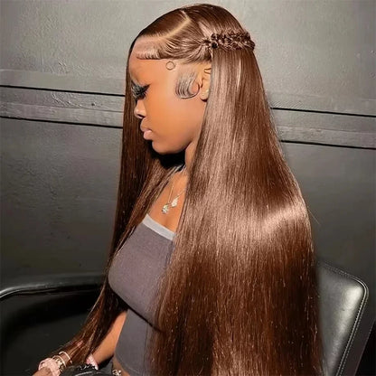 Chocolate Brown 13x4 Straight Lace Front Wig Remy Hair