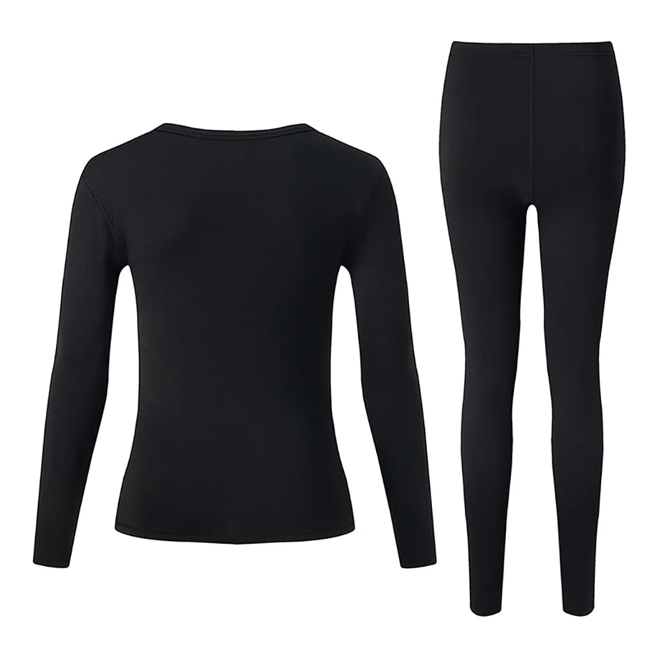 Women's Solid Color Round Neck Warm Suit