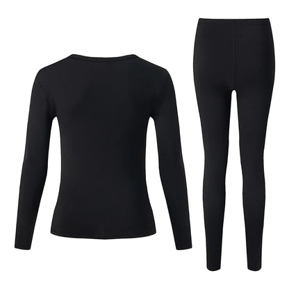 Women's Solid Color Round Neck Warm Suit