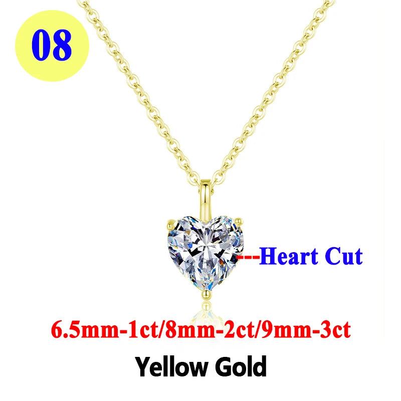 Moissanite Pendant Necklace 18K Gold Plated Women