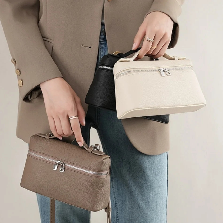 Lychee Grain Patent Leather Shoulder Bag for Women