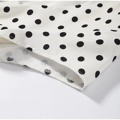 Hollow Out Polka Dot Women Dress with Zipper Closure