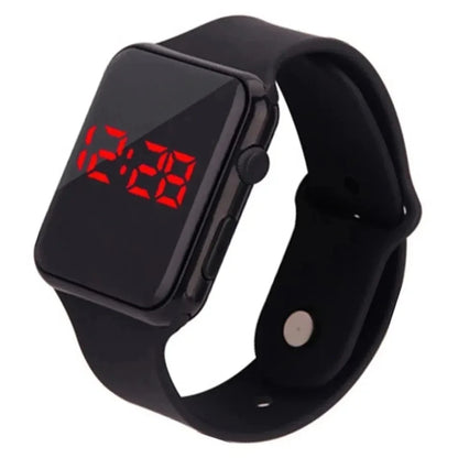Digital LED Watch for Men Women Black Rubber Strap