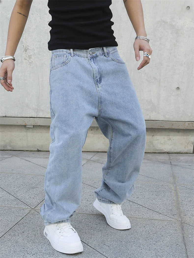 Men's Baggy Denim Jeans Casual Loose Straight Pants
