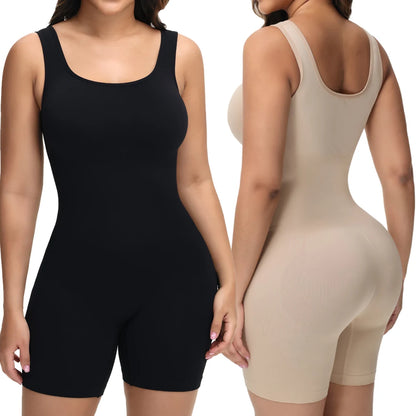 Wide Strap Bodysuit Shapewear for Women in Black/Nude
