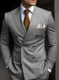 Brown Men's Slim Fit Double Breasted Suit Blazer