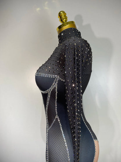 Sparkly Diamond Mesh Jumpsuit for Women