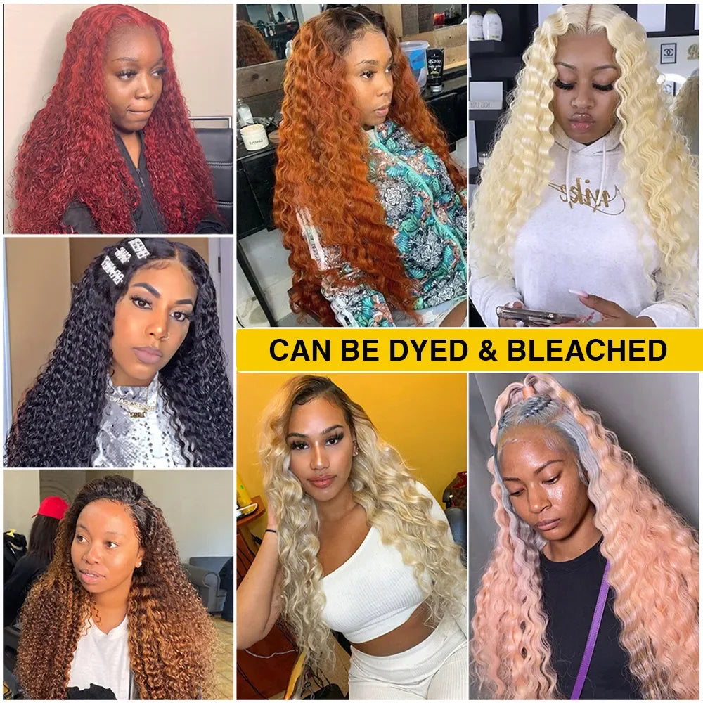 36 Inch Curly Water Wave Human Hair Wig Glueless