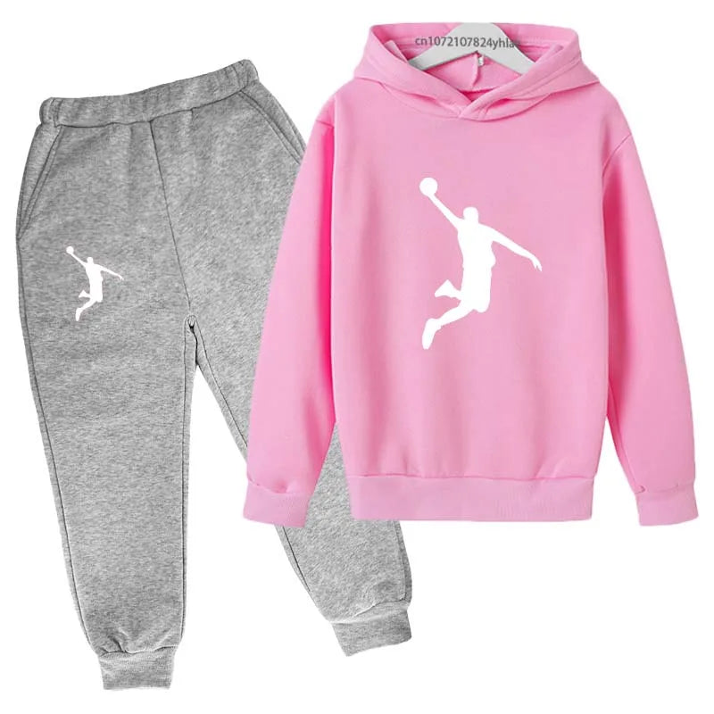 Kids Casual Hoodie and Pants Tracksuit Set