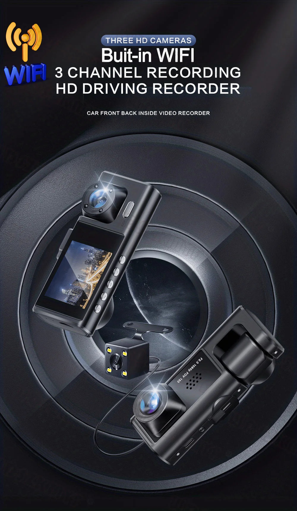 1080P WiFi Dash Cam with Front and Rear Cameras