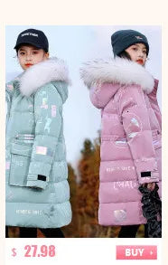 Children's Hooded Parka Down Jacket with Dinosaur Design