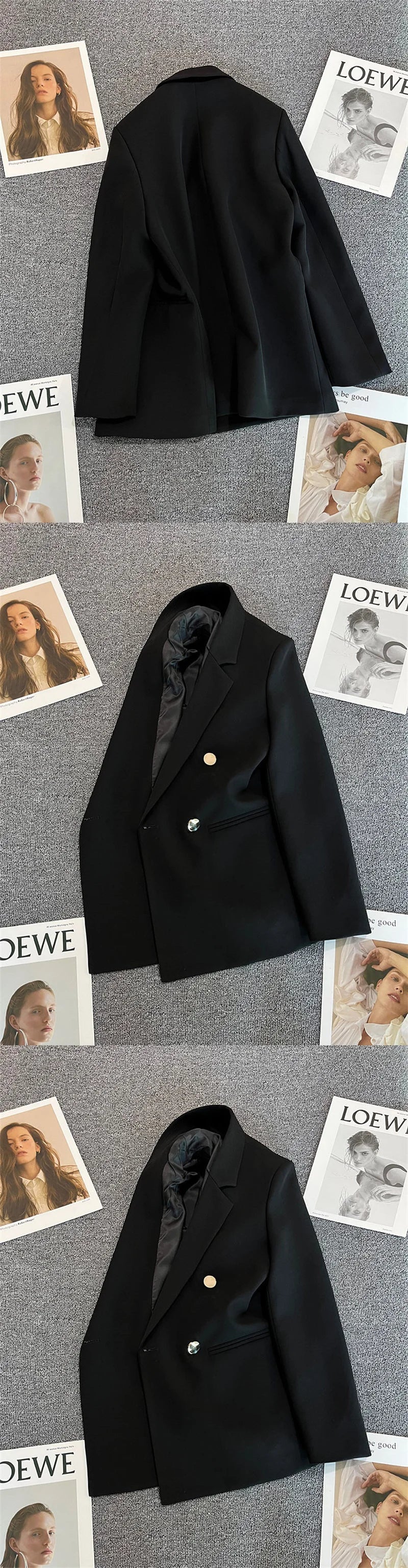 Women Double-Breasted Blazer Casual Suit Jacket