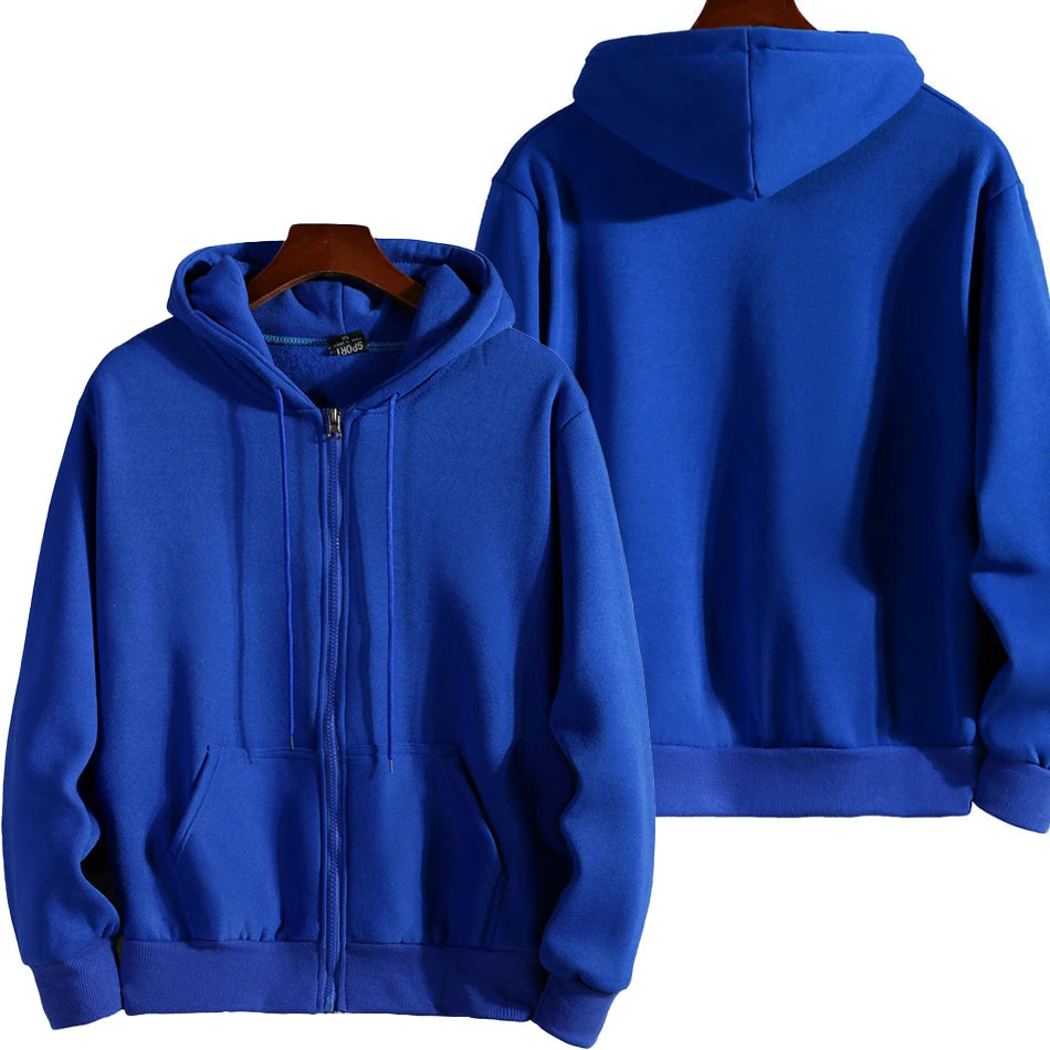 Zipper Hooded Sweatshirt for Men Casual Polyester