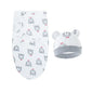 Cartoon Printed Cotton Baby Blanket Hat Set