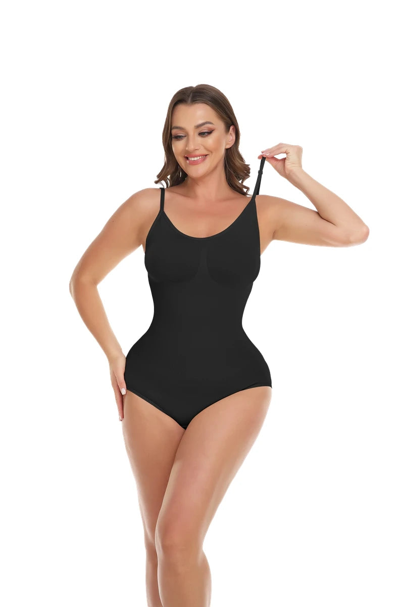 Women Seamless V-Neck Bodysuit Shapewear Red Blue