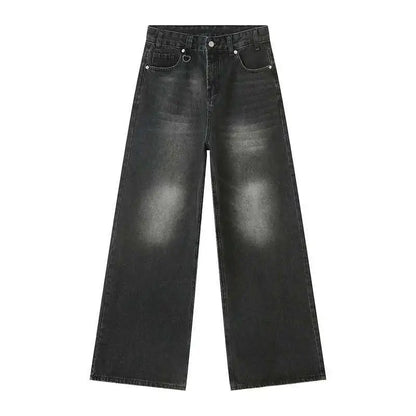 IEFB Vintage Camouflage Men's Loose Denim Jeans Old Blue
