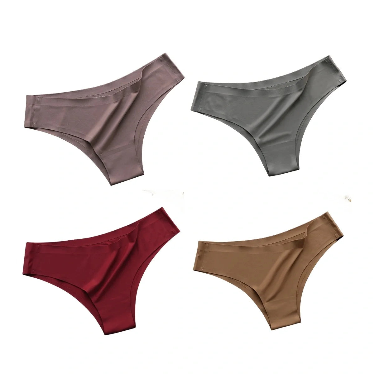 4PCS Seamless Brazilian Panties Cool Ice Silk Low Waist
