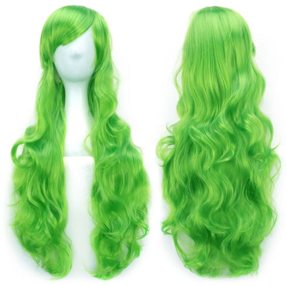 Soowee Curly Long Green Synthetic Hair Wig for Women
