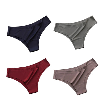 4PCS Seamless Brazilian Panties Cool Ice Silk Low Waist