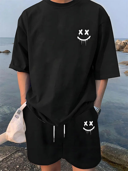 Men's Casual Hawaiian Print T-Shirt and Shorts Set