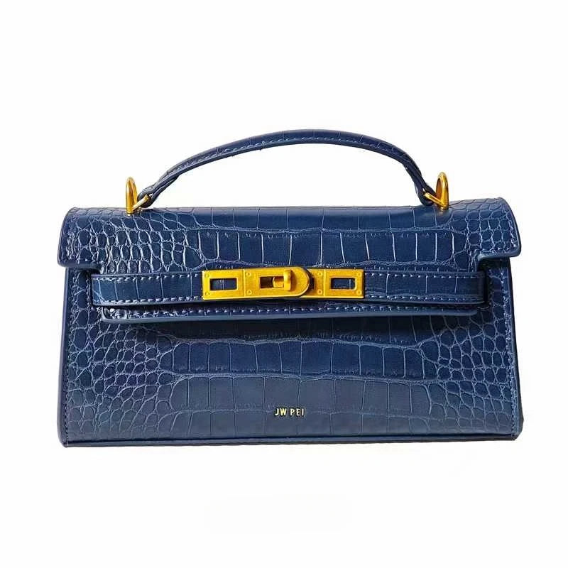 Crocodile Embossed Shoulder Bag in Pu Leather