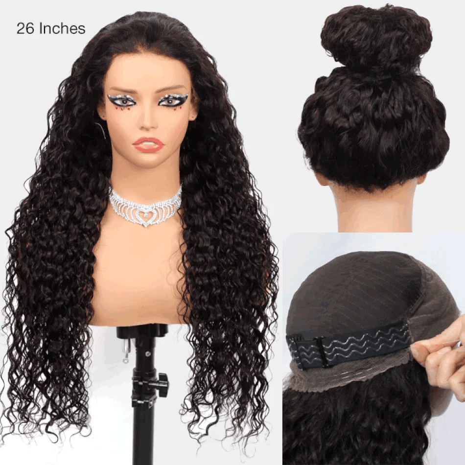 360 Full Lace Wig Water Deep Curly Human Hair 18-36 Inch