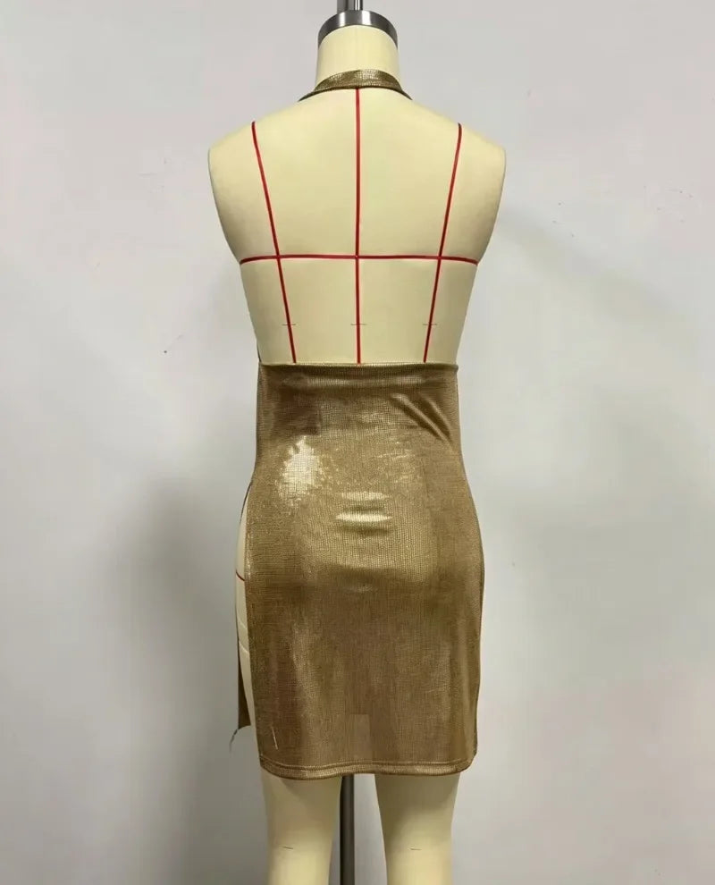 V Neck Sequin Cami Mini Dress for Women Party