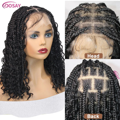 Short Bohemian Curly Braided Lace Front Wig 12 Inch