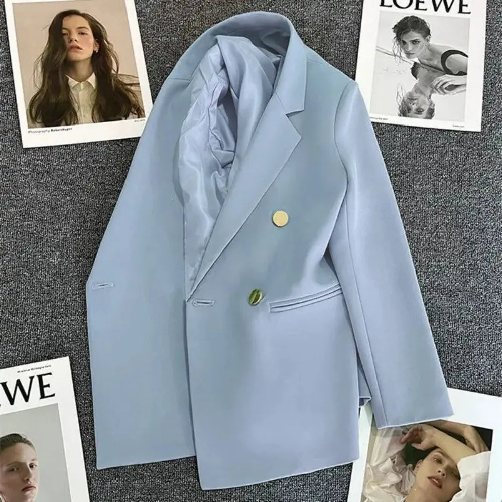Elegant Women's Double Breasted Blazer Coat