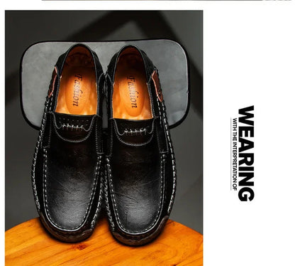 Men's Genuine Leather Slip-On Loafers Casual Shoes