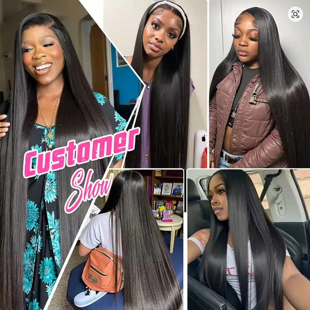 Straight Human Hair Lace Front Wig 40 42 Inch