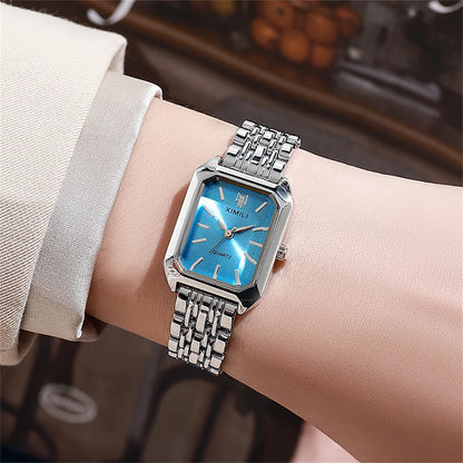 Gold Plated Ladies Quartz Watch Stainless Steel Band