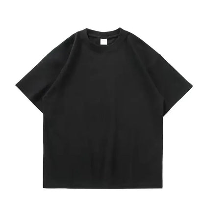 Black White Cotton T-Shirt Heavy-Duty Short Sleeves